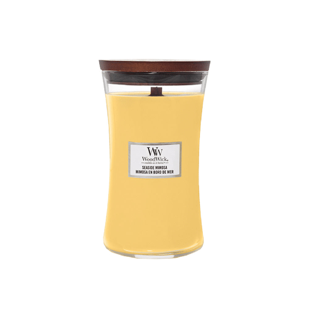 gele woodwick geurkaars large seaside mimosa 