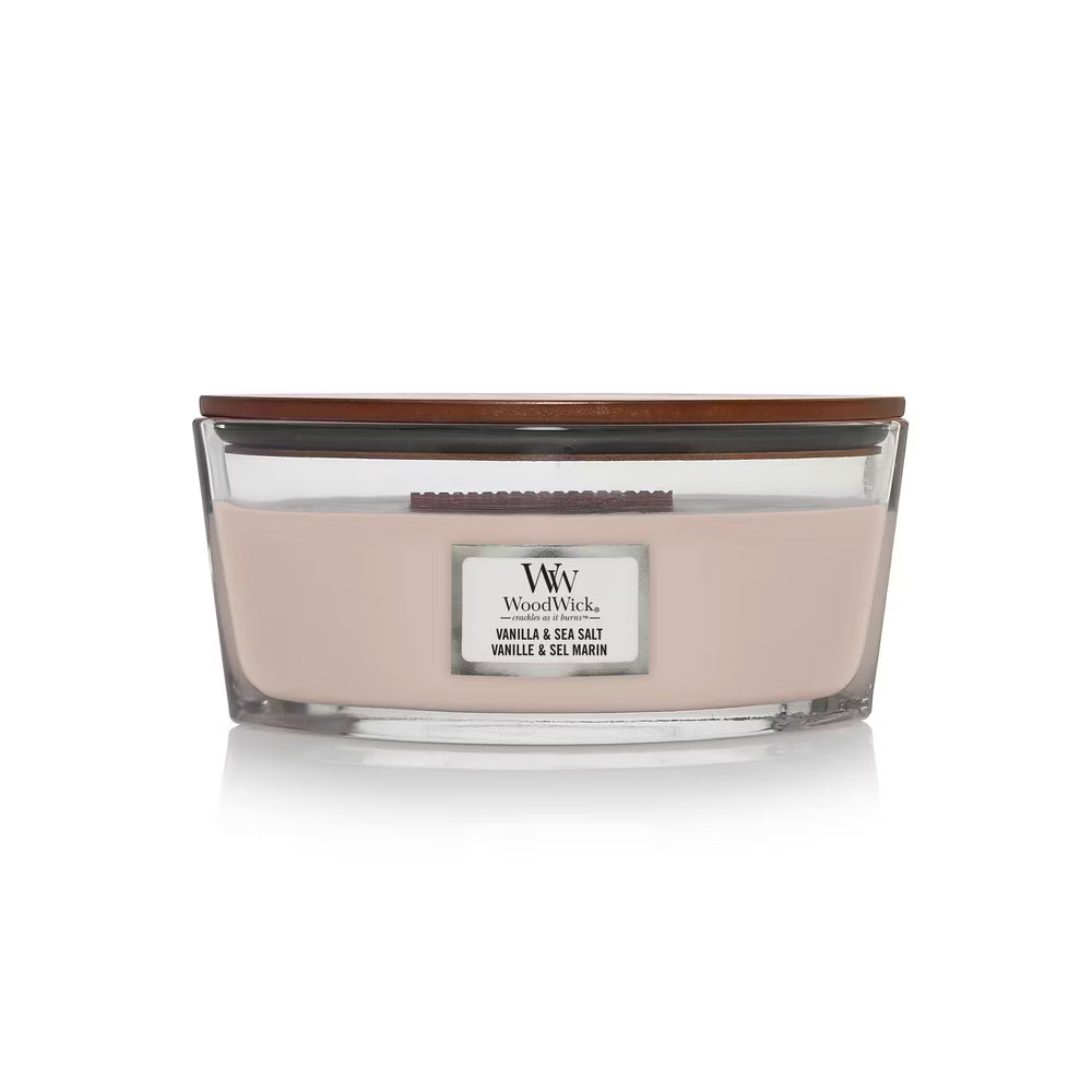 woodwick geurkaars ellipse vanilla &amp; sea salt