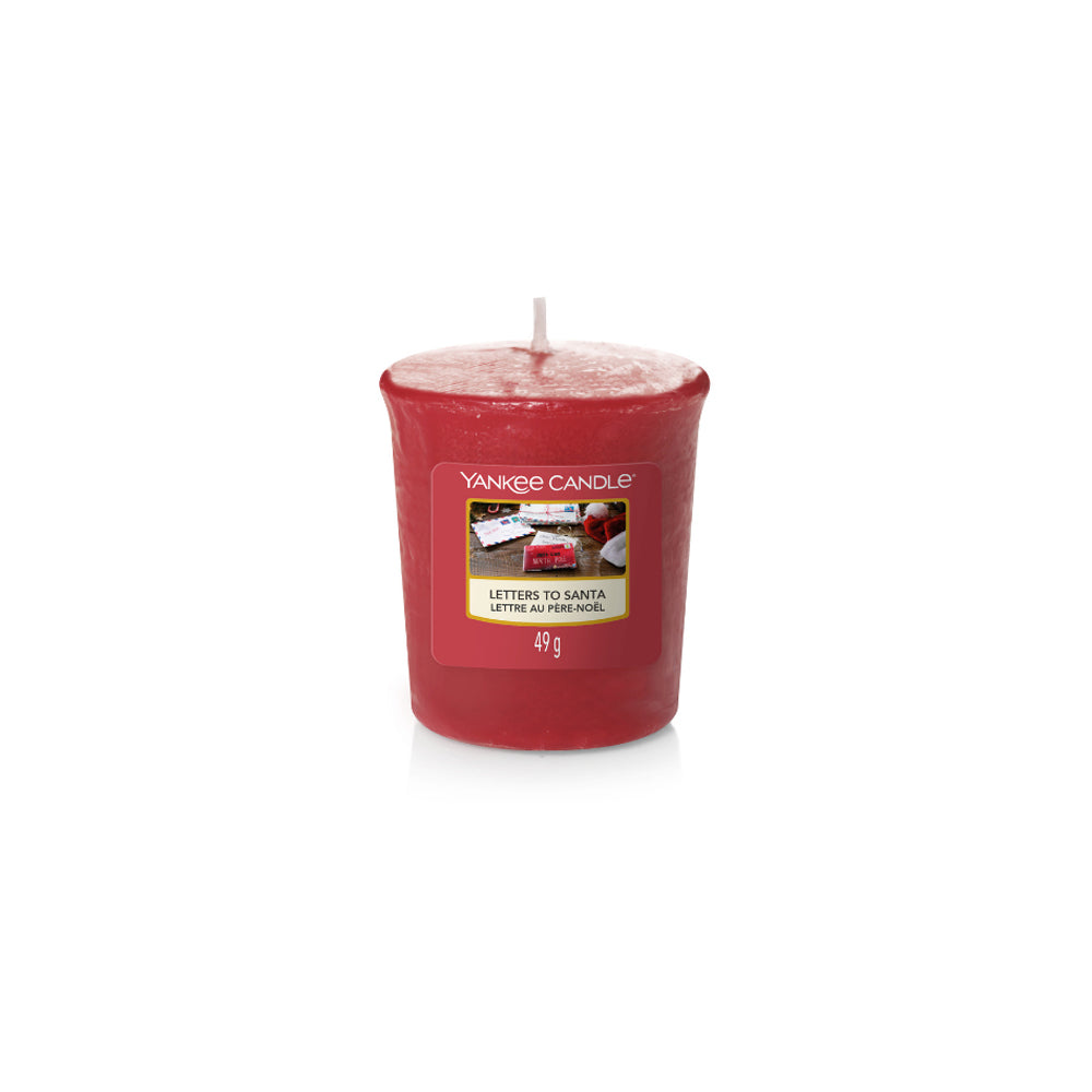 rood Yankee Candle votive geurkaarsje letters to santa
