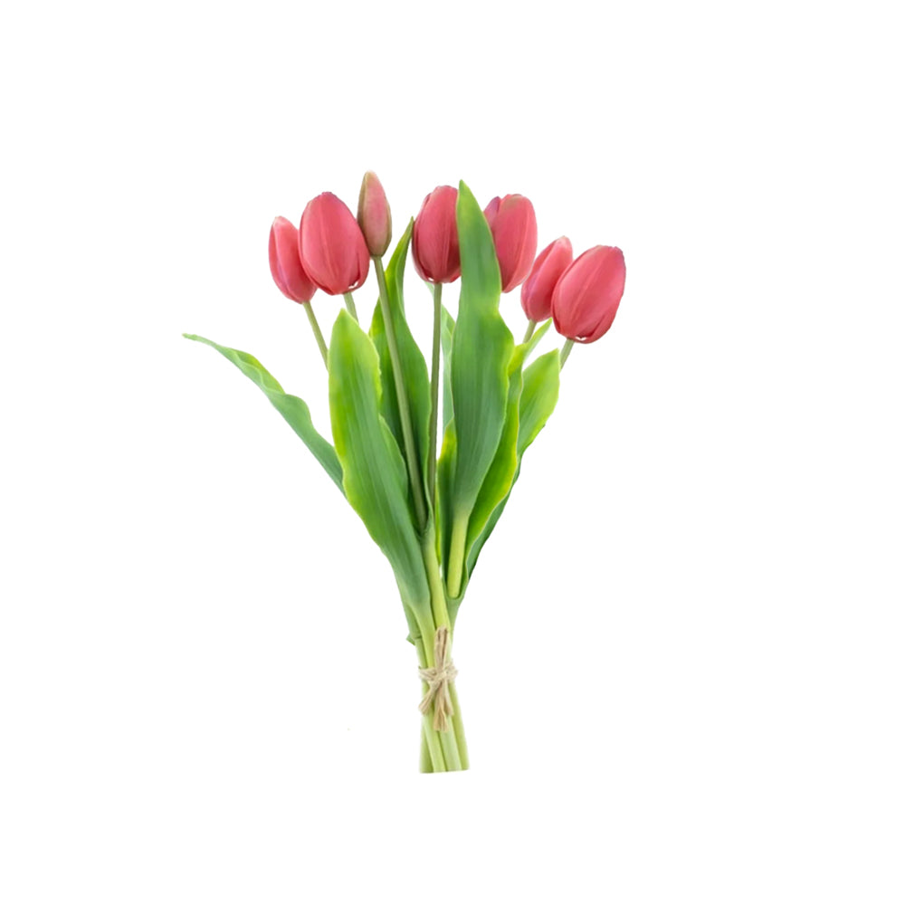 Zijden Bloemen - Groot bosje Tulpen - Fuchsia - Real Touch