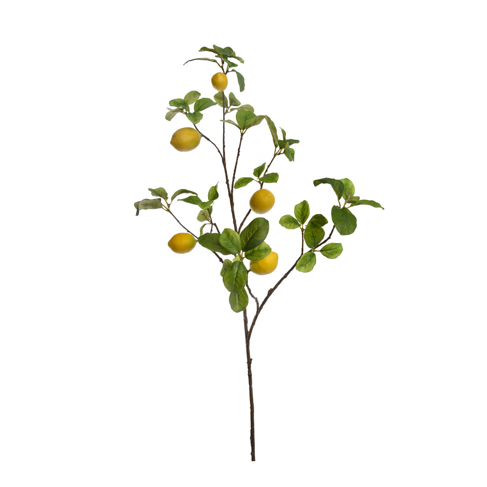 groene tak met gele citroenen - zijden bloemen 