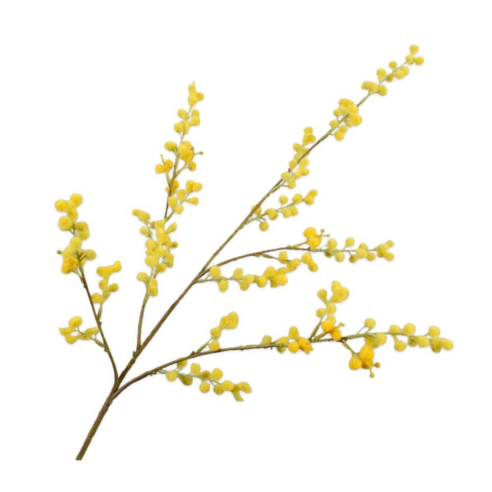 Zijden Bloemen - Silk-Ka - Mimosa Tak Geel