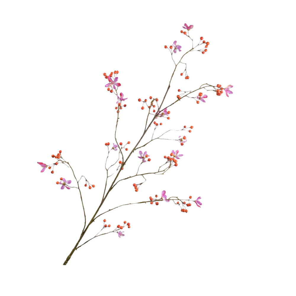 Zijden Bloemen - Silk-Ka - Oranje Bessentak Met Bloesem