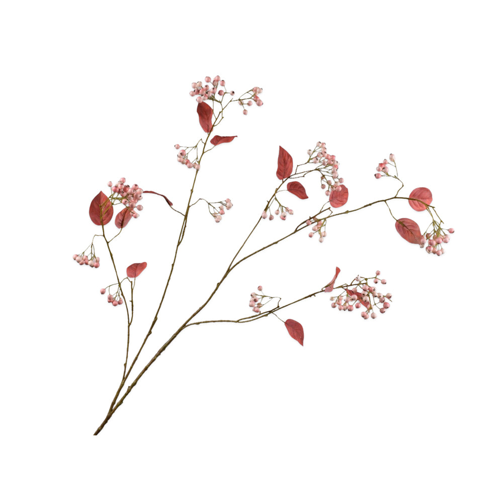 Zijden Bloemen - Silk-Ka - Roze Bessentak Met Herfstblad