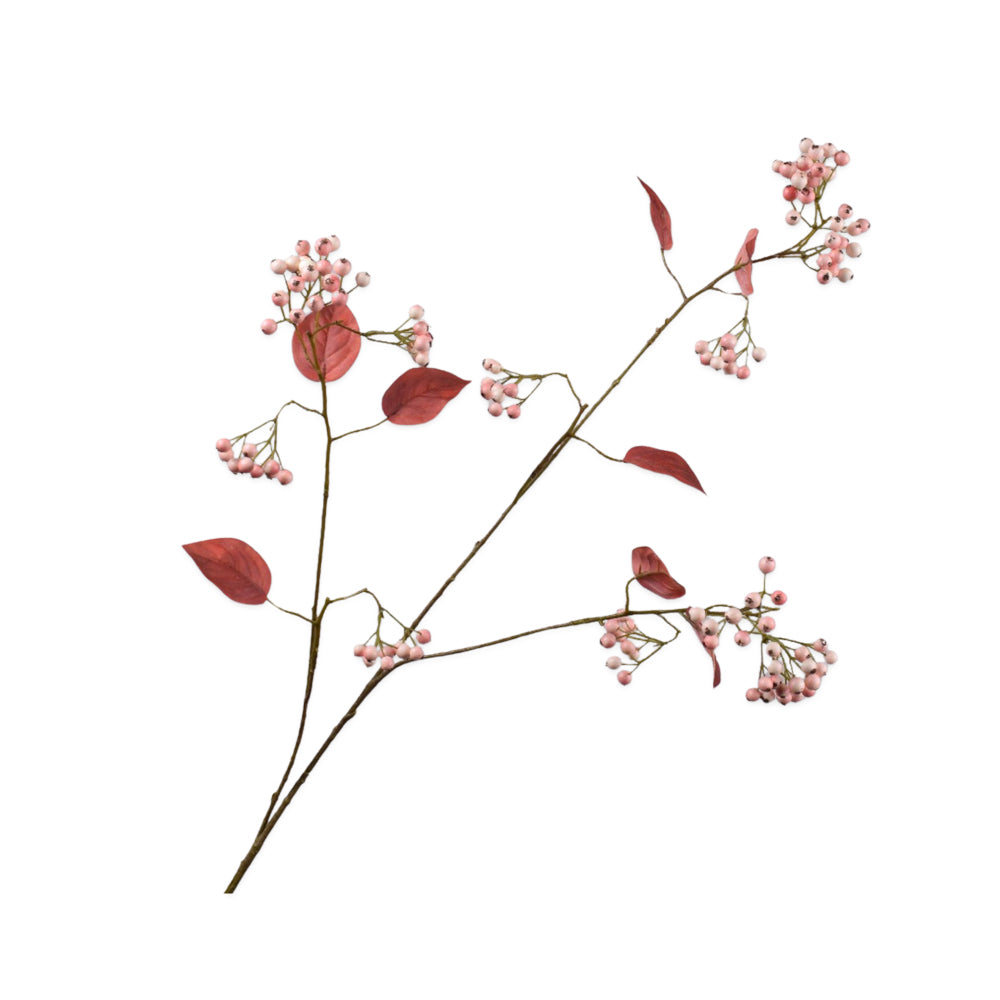 Zijden Bloemen - Silk-Ka - Roze Bessentak Met Herfstblad