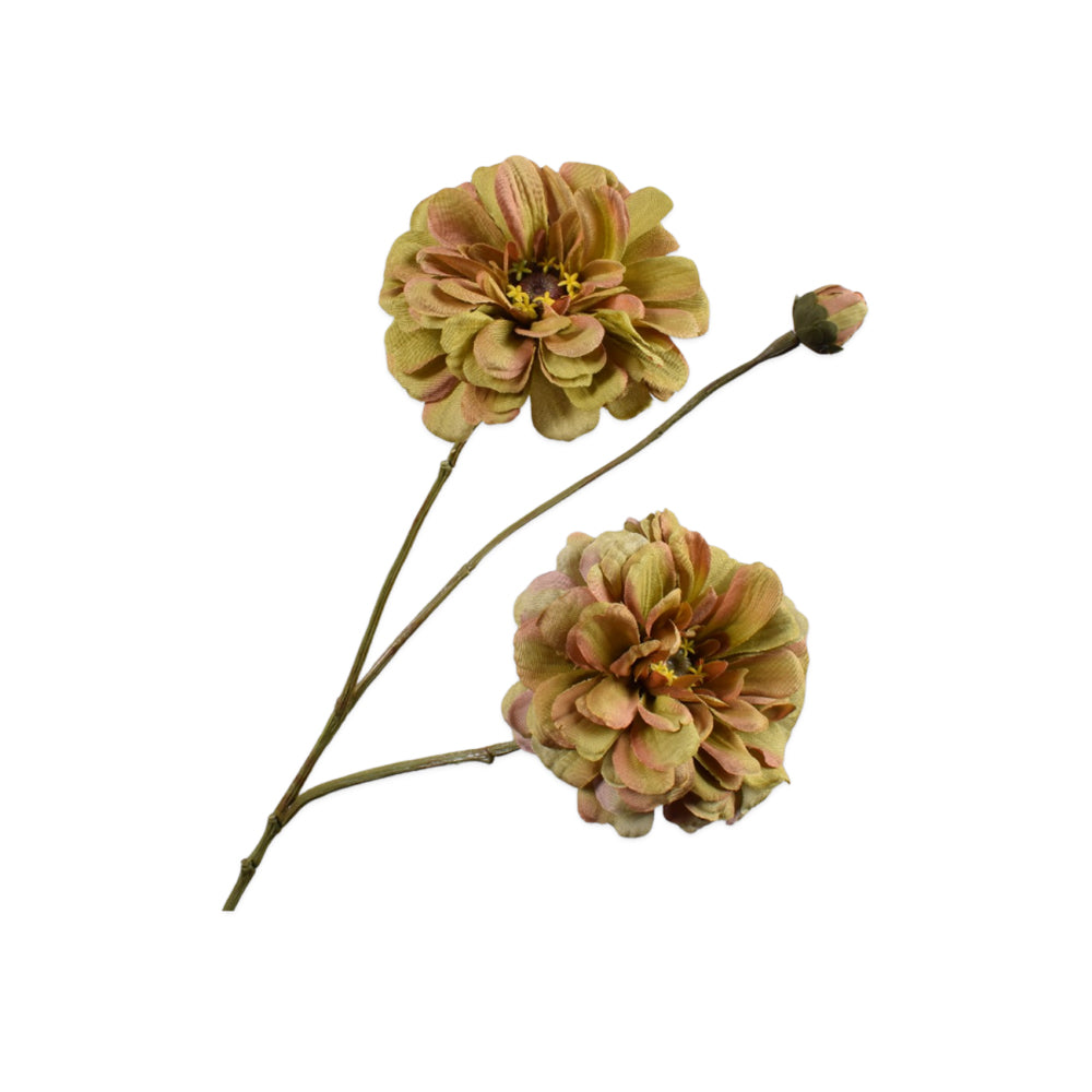 Zijden Bloemen - Silk-Ka - Zinnia Tak Groen