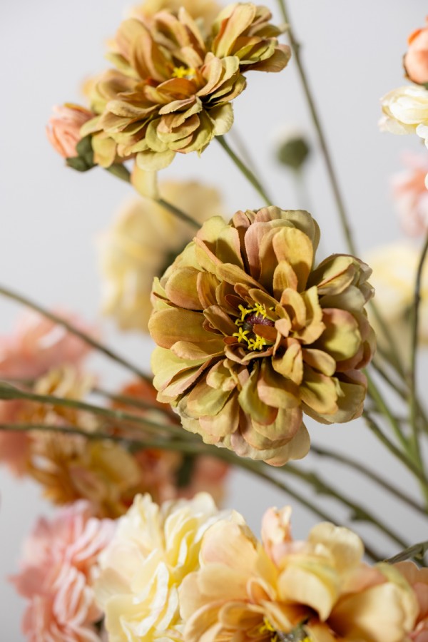 Zijden Bloemen - Silk-Ka - Zinnia Tak Groen