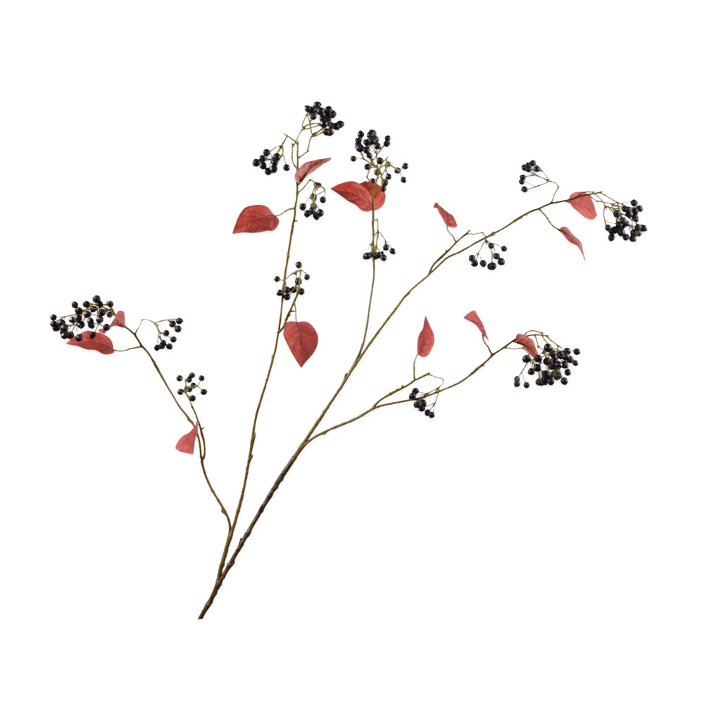 Zijden Bloemen - Silk-Ka - Zwarte Bessentak Met Herfstblad